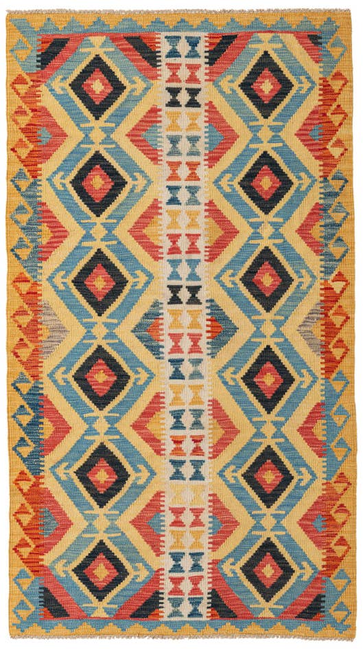 Detail image of 3' 6 x 6' 3 Hand Woven Kilim Maymana Wool Rug