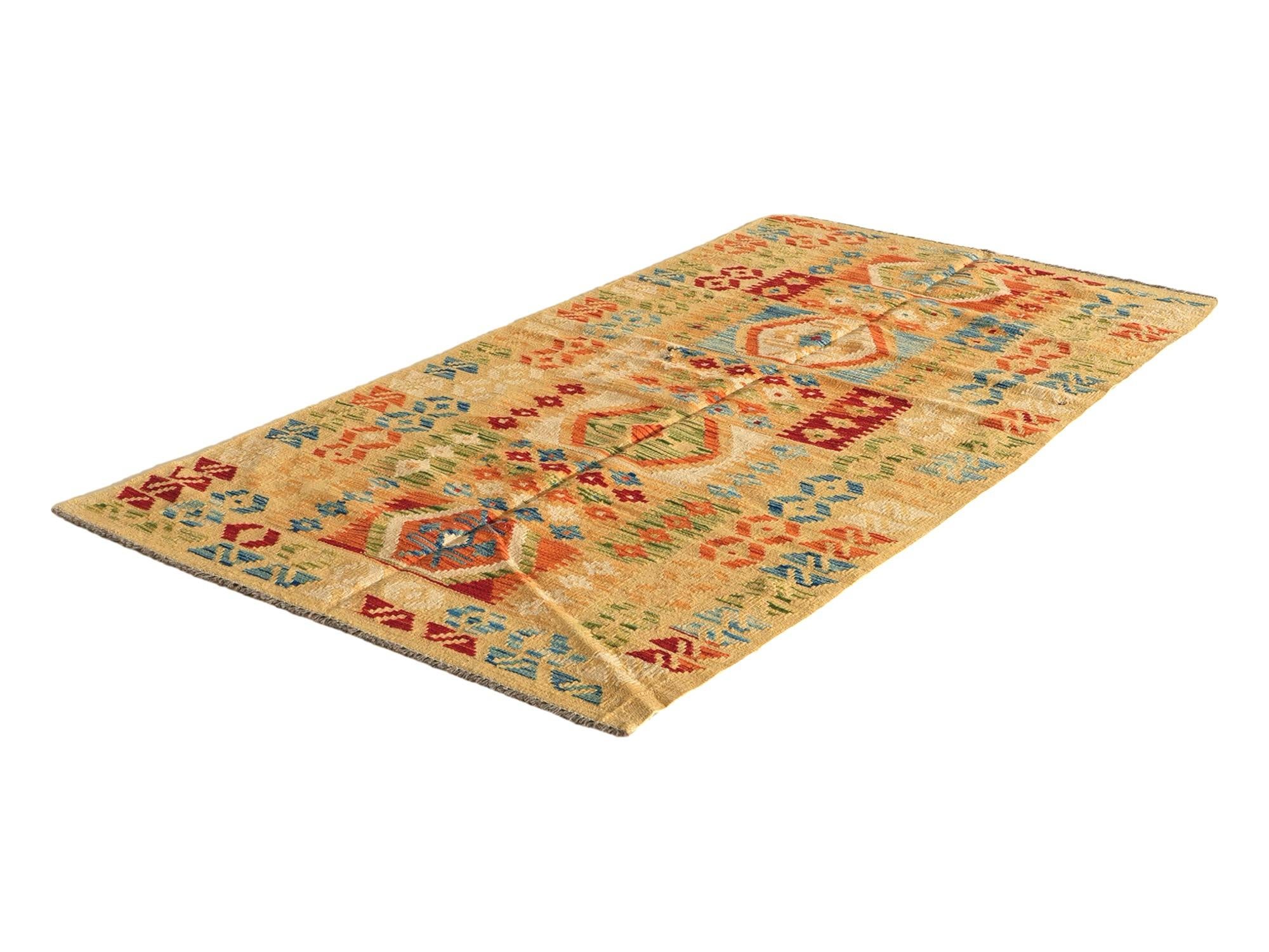 105cm x 200cm Hand Woven Kilim Maymana Wool Rug