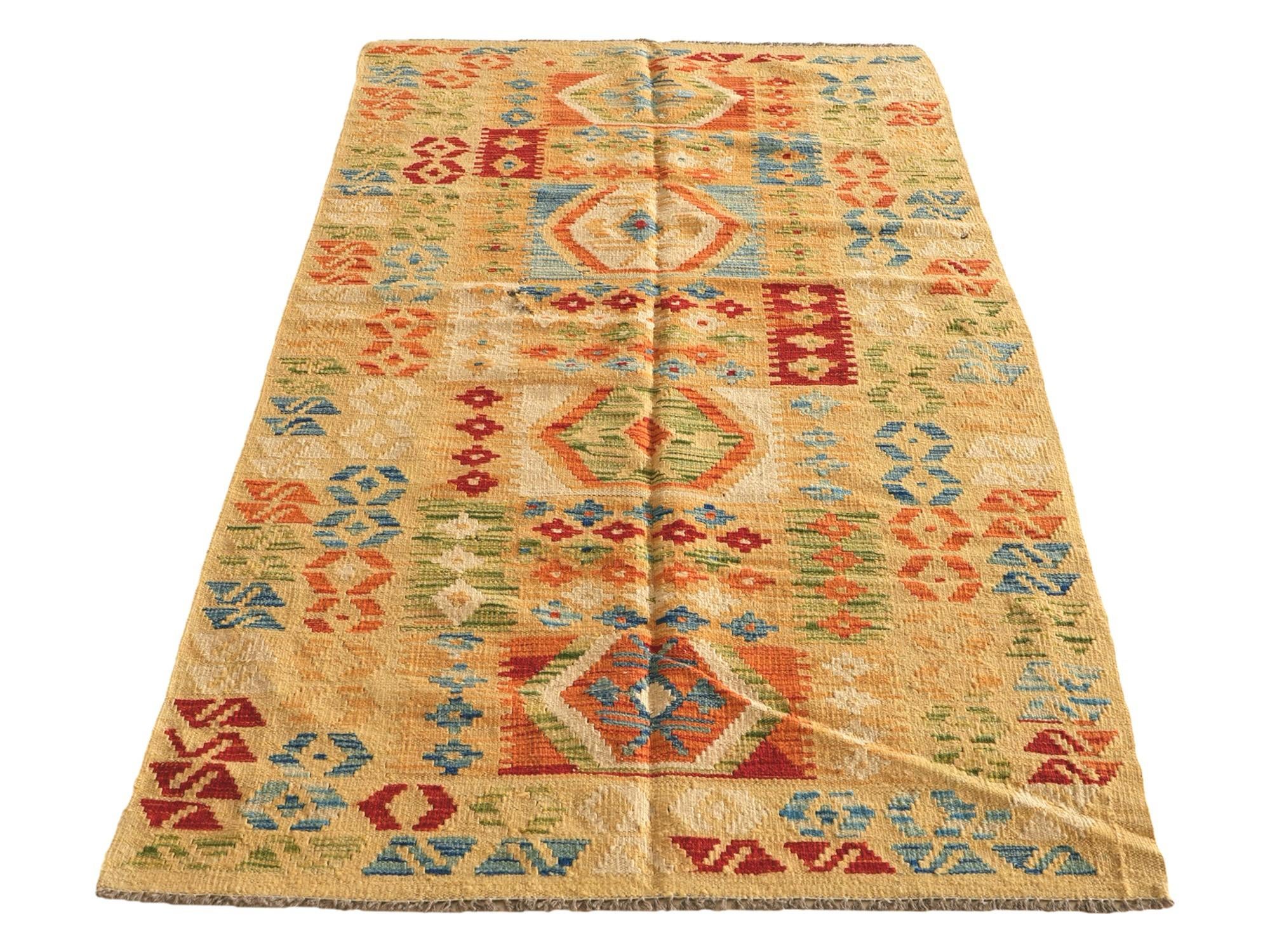 105cm x 200cm Hand Woven Kilim Maymana Wool Rug