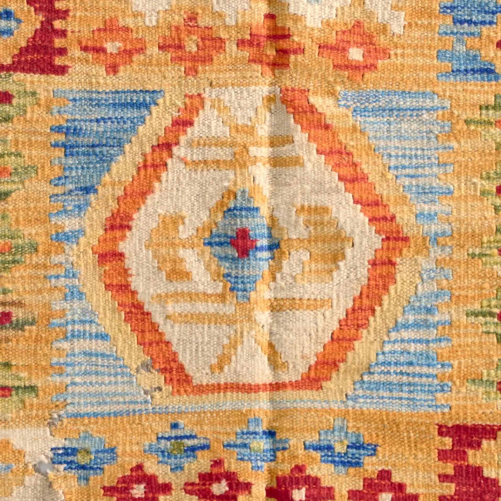 105cm x 200cm Hand Woven Kilim Maymana Wool Rug