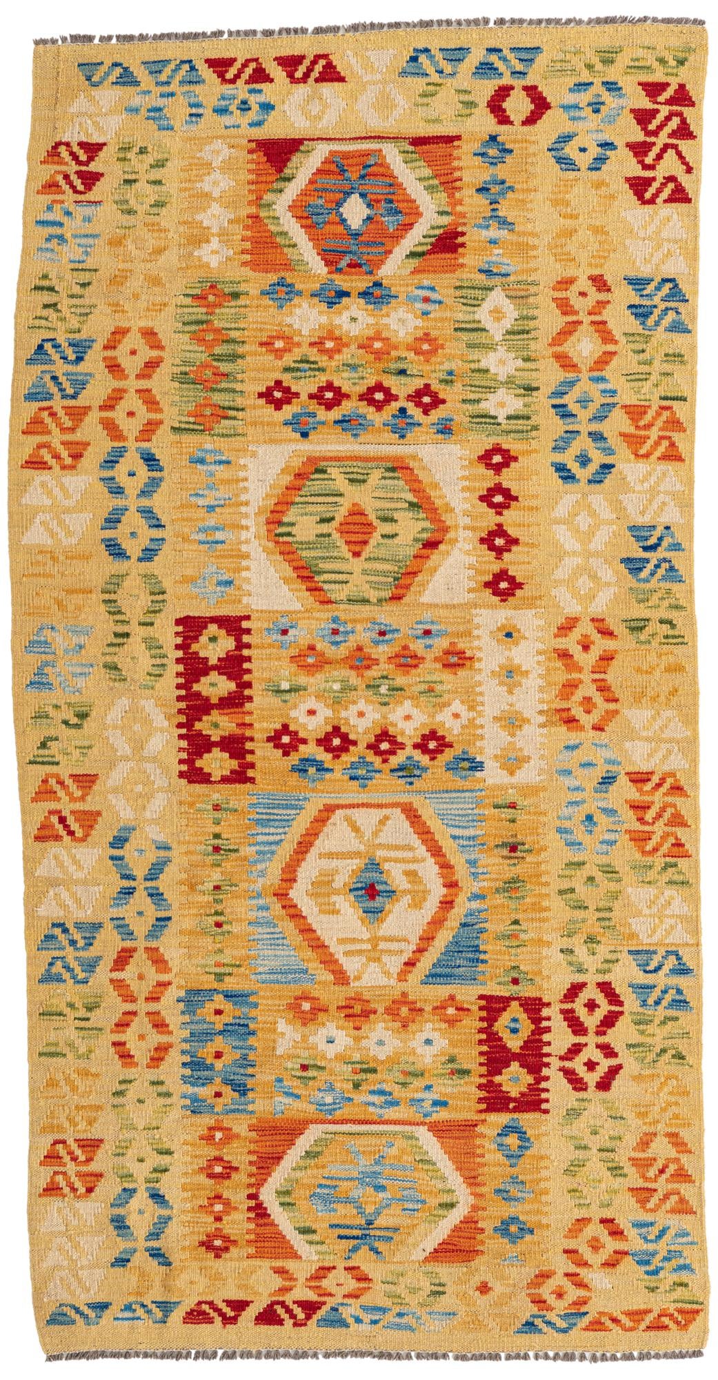 105cm x 200cm Hand Woven Kilim Maymana Wool Rug