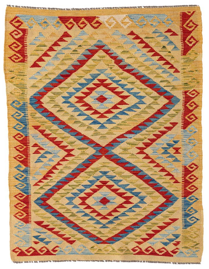 Detail image of 3' 5 x 6' 3 Hand Woven Kilim Maymana Wool Rug