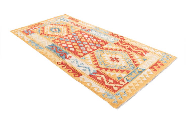 Detail image of 3' 6 x 6' 9 Hand Woven Kilim Maymana Wool Rug