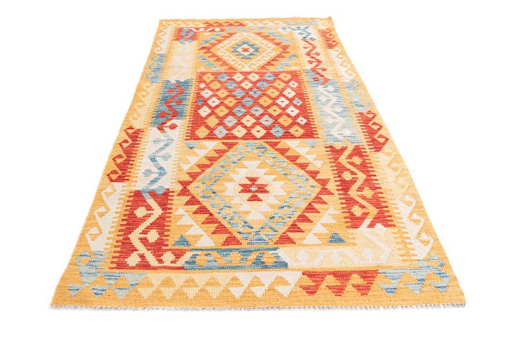 Detail image of 3' 6 x 6' 9 Hand Woven Kilim Maymana Wool Rug