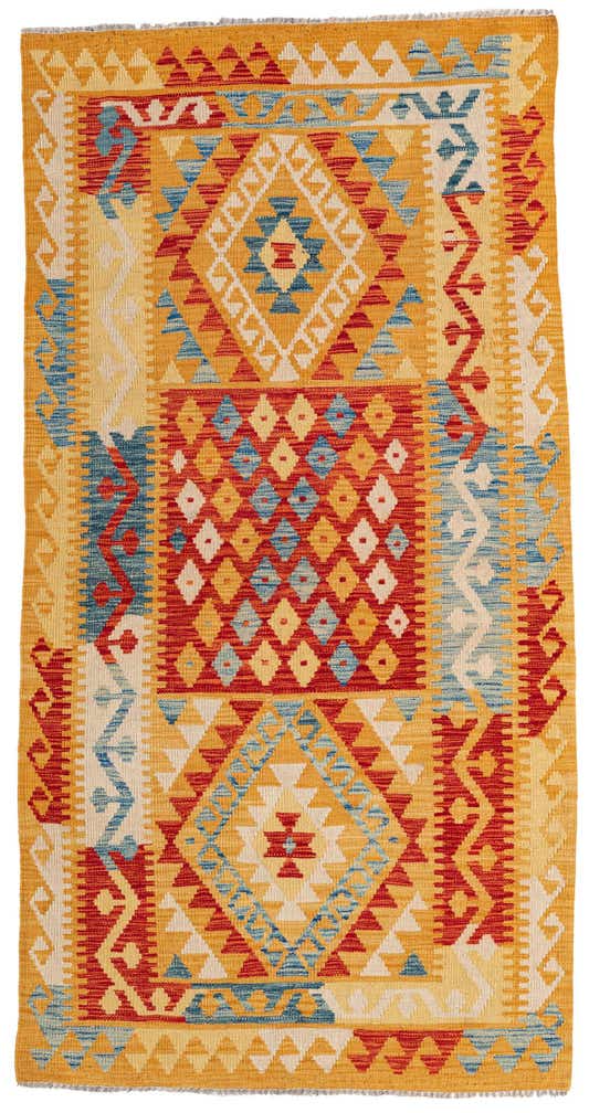 3' 6 x 6' 9 Hand Woven Kilim Maymana Wool Rug