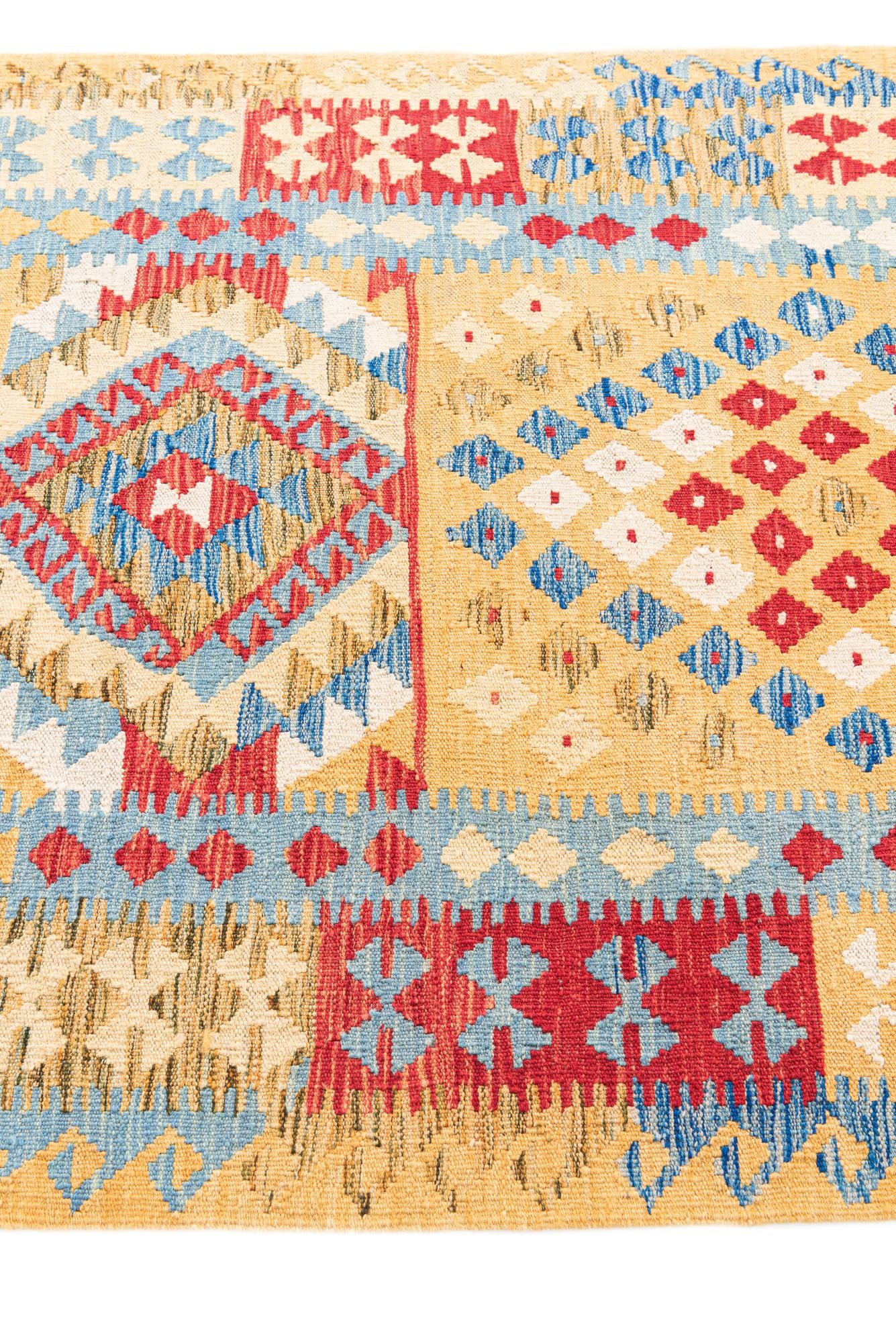 3' 6 x 6' 8 Hand Woven Kilim Maymana Wool Rug
