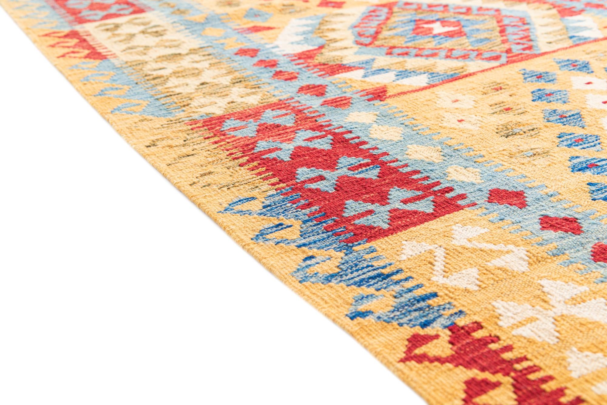 3' 6 x 6' 8 Hand Woven Kilim Maymana Wool Rug