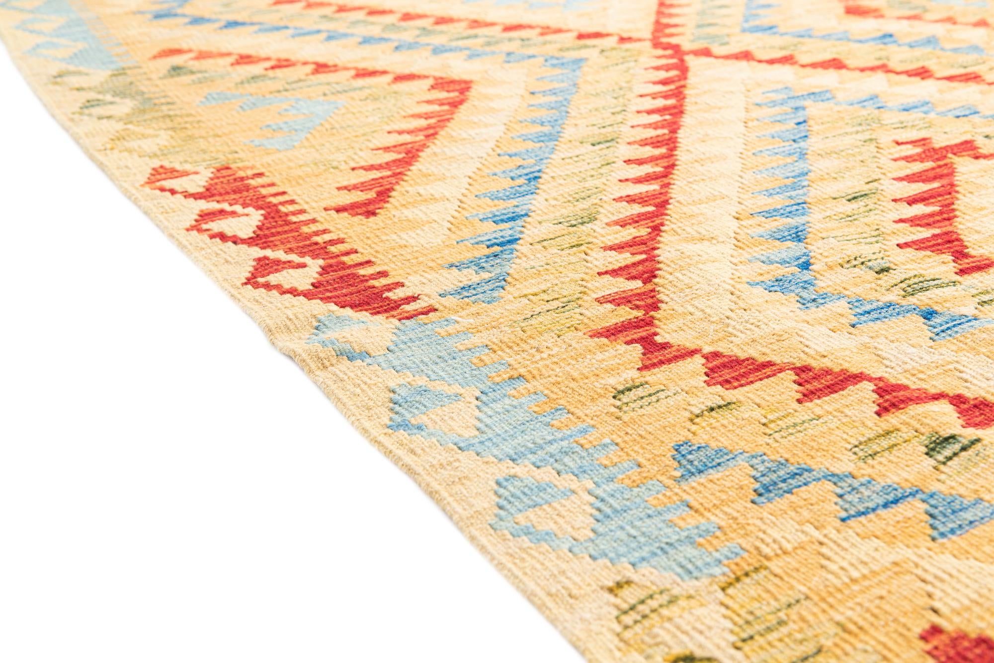 3' 9 x 6' 6 Hand Woven Kilim Maymana Wool Rug