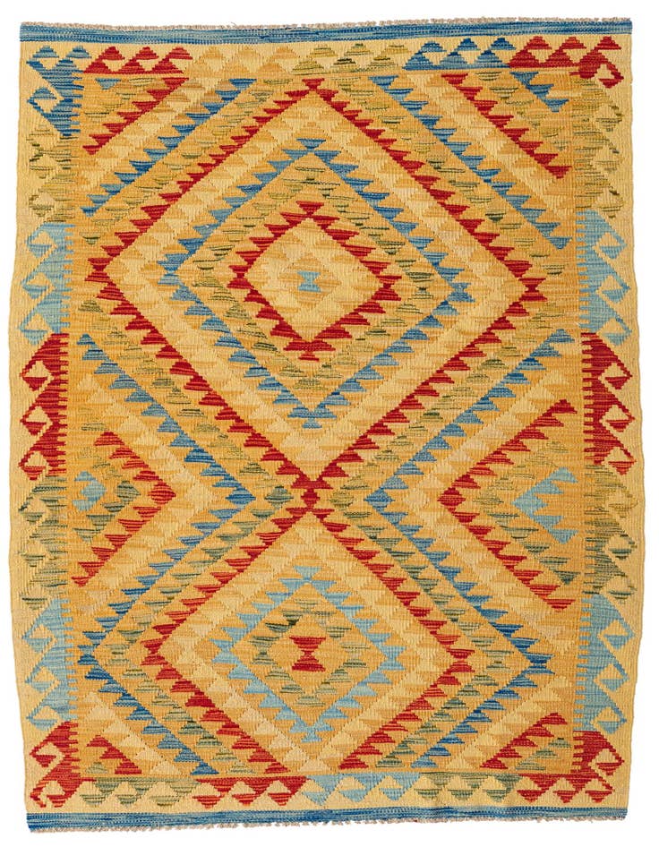 Detail image of 3' 9 x 6' 6 Hand Woven Kilim Maymana Wool Rug