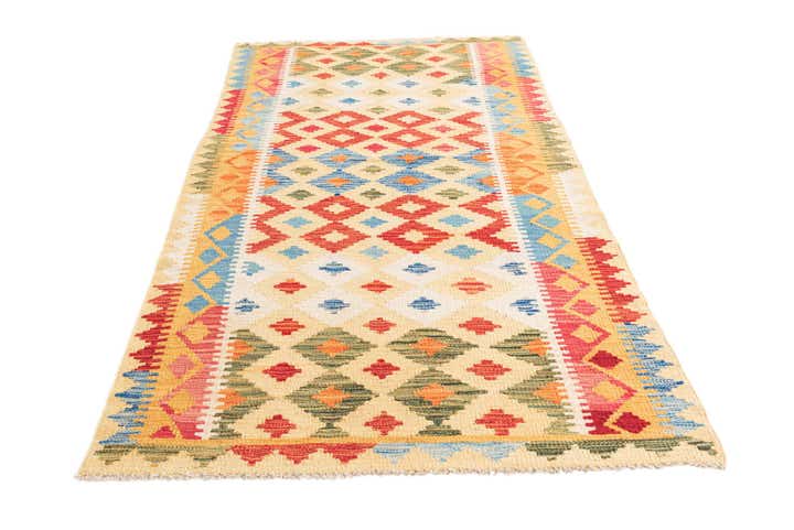 3' 7 x 6' 6 Hand Woven Kilim Maymana Wool Rug