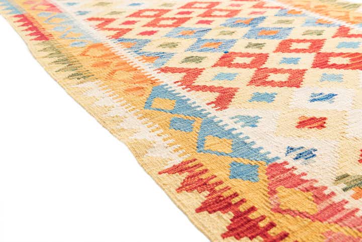 3' 7 x 6' 6 Hand Woven Kilim Maymana Wool Rug