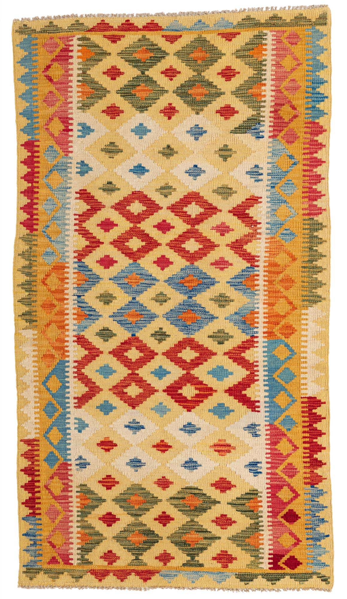 3' 7 x 6' 6 Hand Woven Kilim Maymana Wool Rug