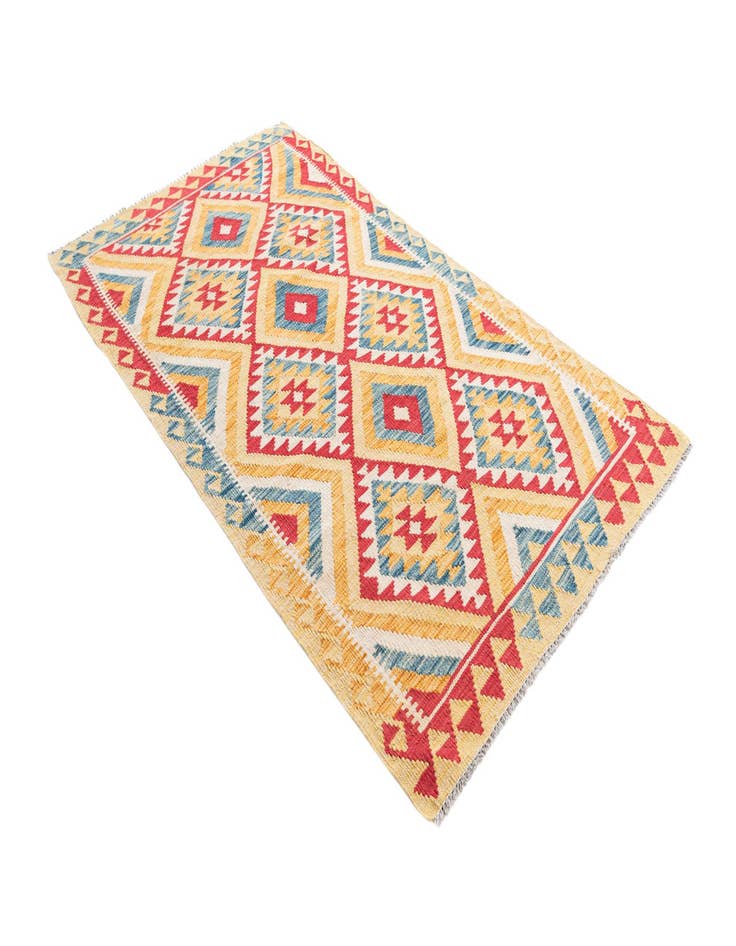 Detail image of 3' 9 x 6' 6 Hand Woven Kilim Maymana Wool Rug