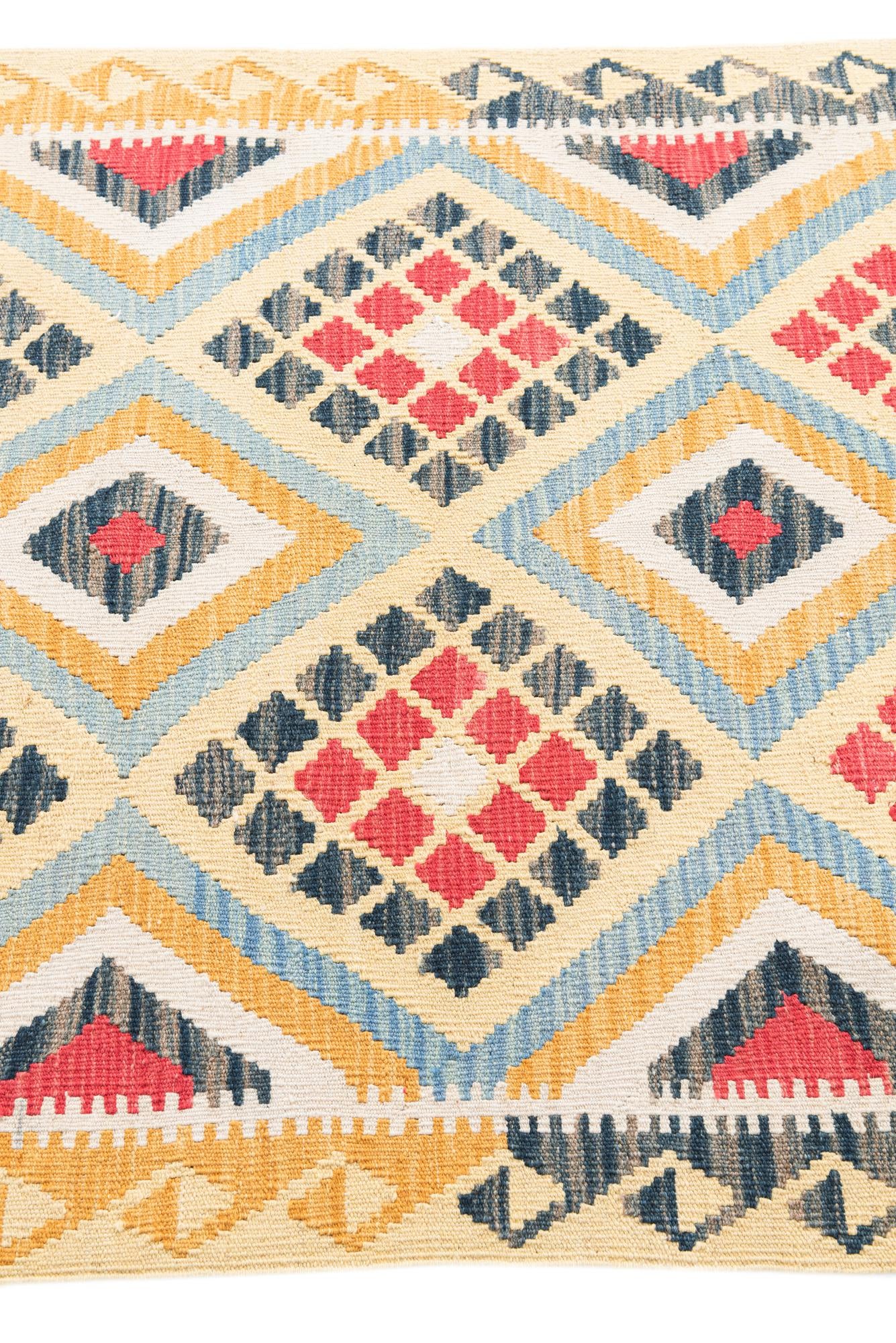 3' 6 x 6' 6 Hand Woven Kilim Maymana Wool Rug