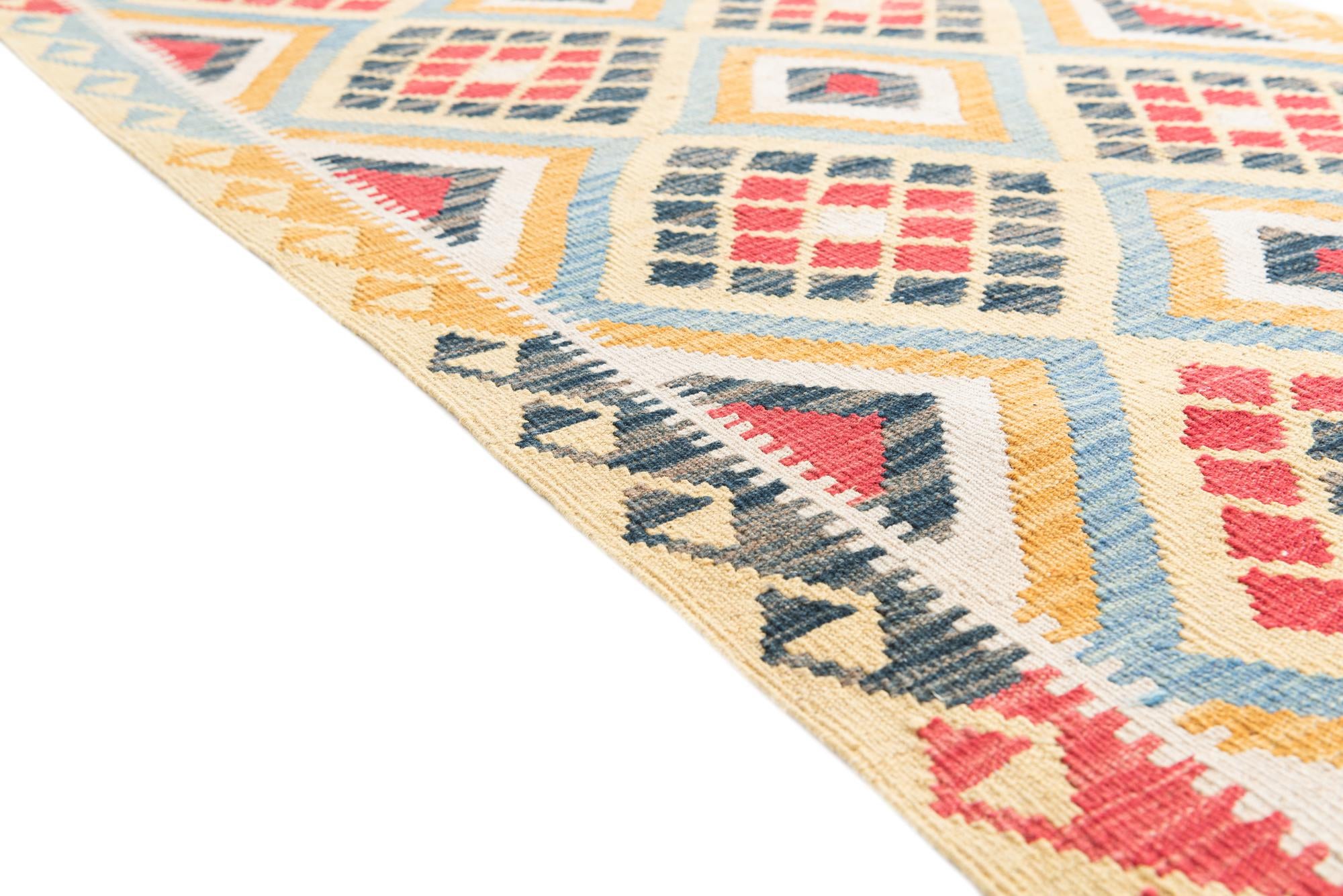 3' 6 x 6' 6 Hand Woven Kilim Maymana Wool Rug