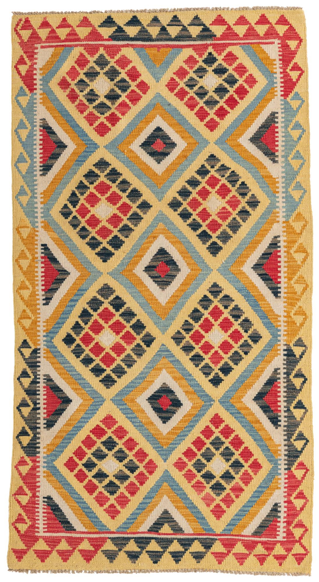 3' 6 x 6' 6 Hand Woven Kilim Maymana Wool Rug
