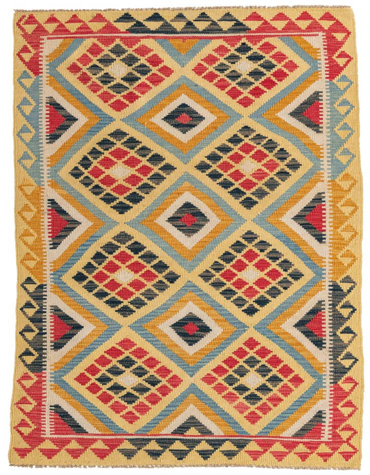 Detail image of 3' 6 x 6' 6 Hand Woven Kilim Maymana Wool Rug