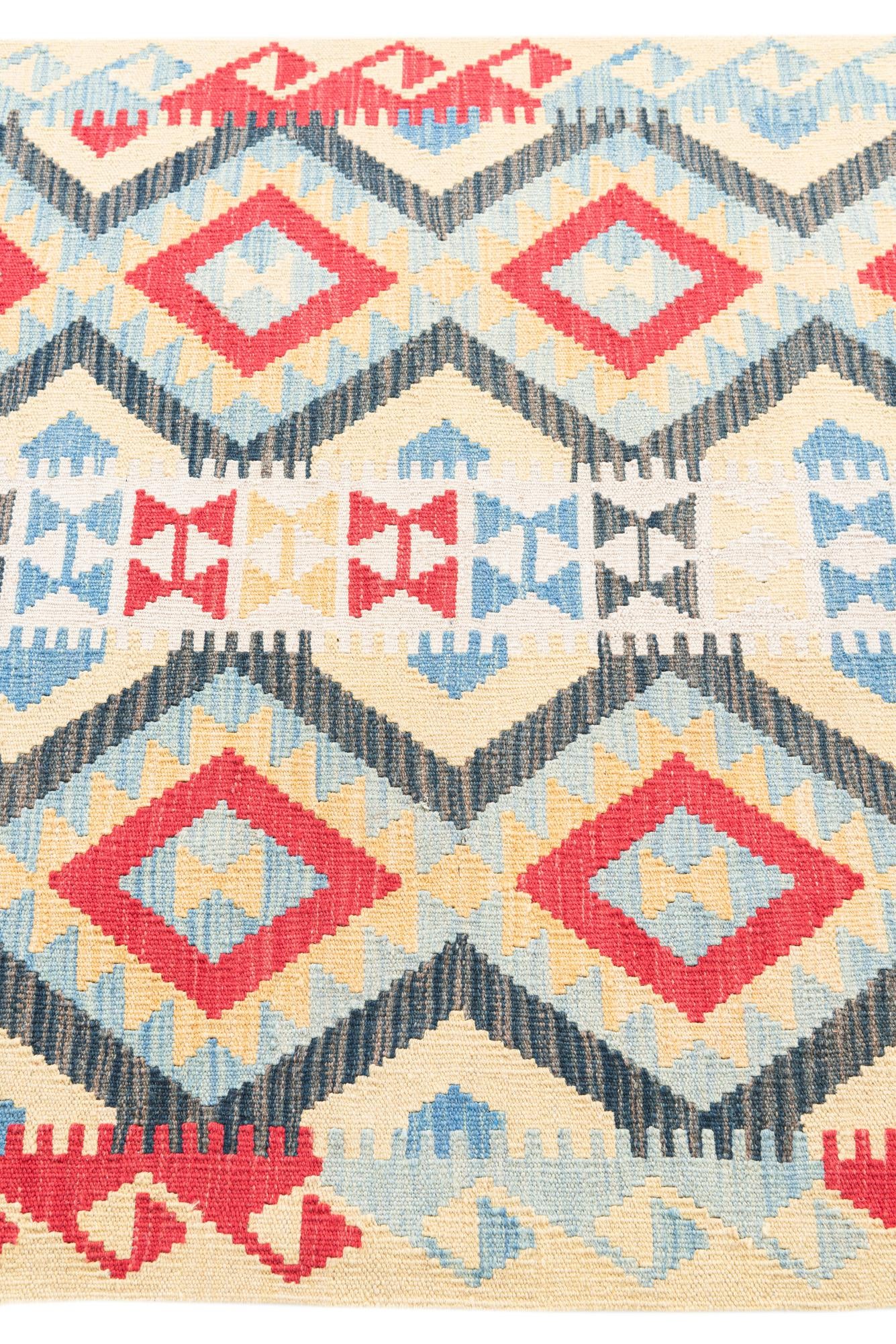 3' 7 x 6' 7 Hand Woven Kilim Maymana Wool Rug