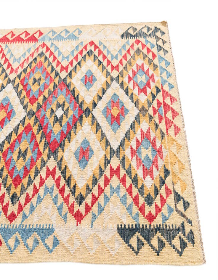Detail image of 3' 6 x 6' 6  Hand Woven Kilim Maymana Wool Rug