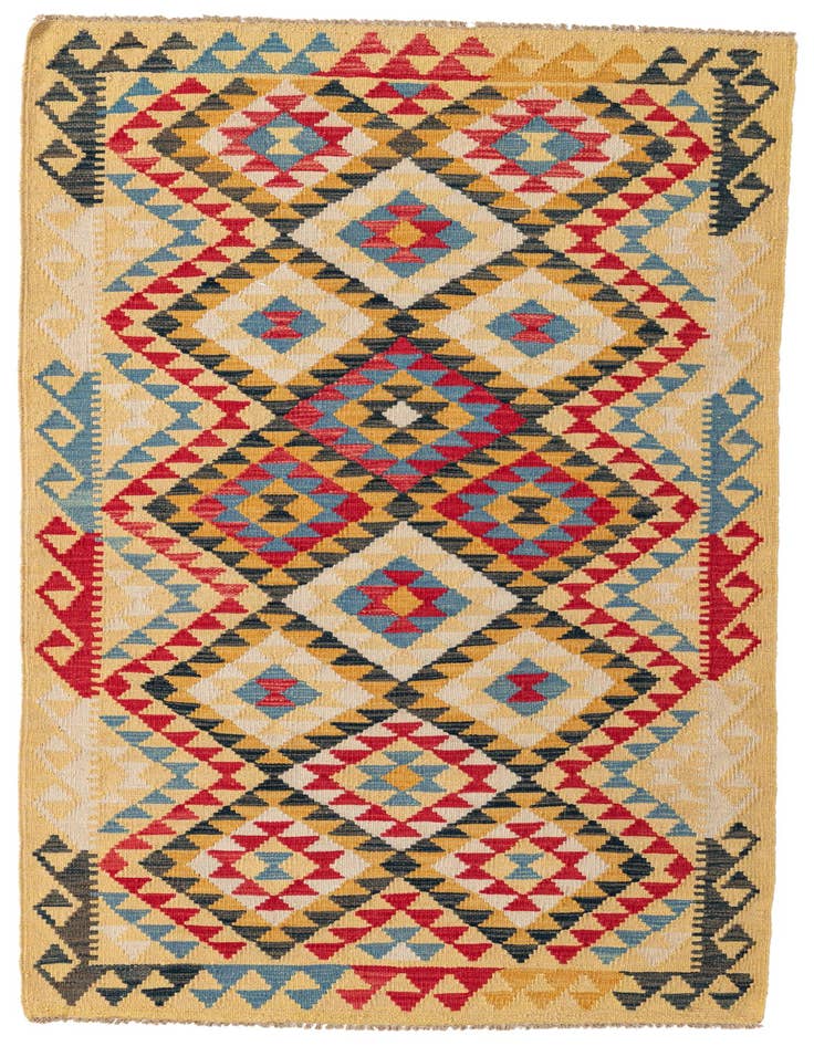 Detail image of 3' 6 x 6' 6 Hand Woven Kilim Maymana Wool Rug