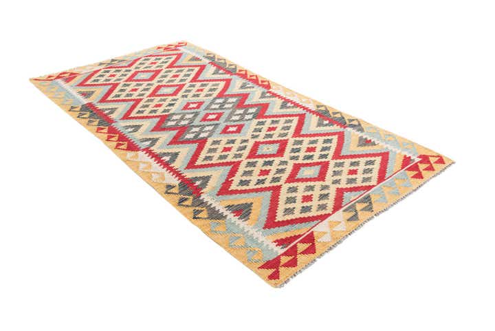 3' 7 x 6' 9 Hand Woven Kilim Maymana Wool Rug