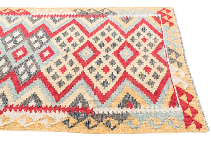 Detail image of 3' 7 x 6' 9 Hand Woven Kilim Maymana Wool Rug