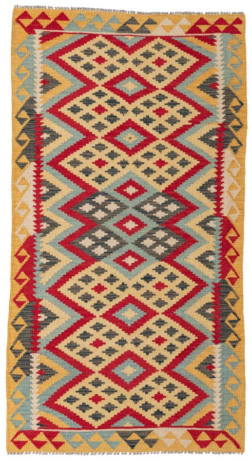 Detail image of 3' 7 x 6' 9 Hand Woven Kilim Maymana Wool Rug