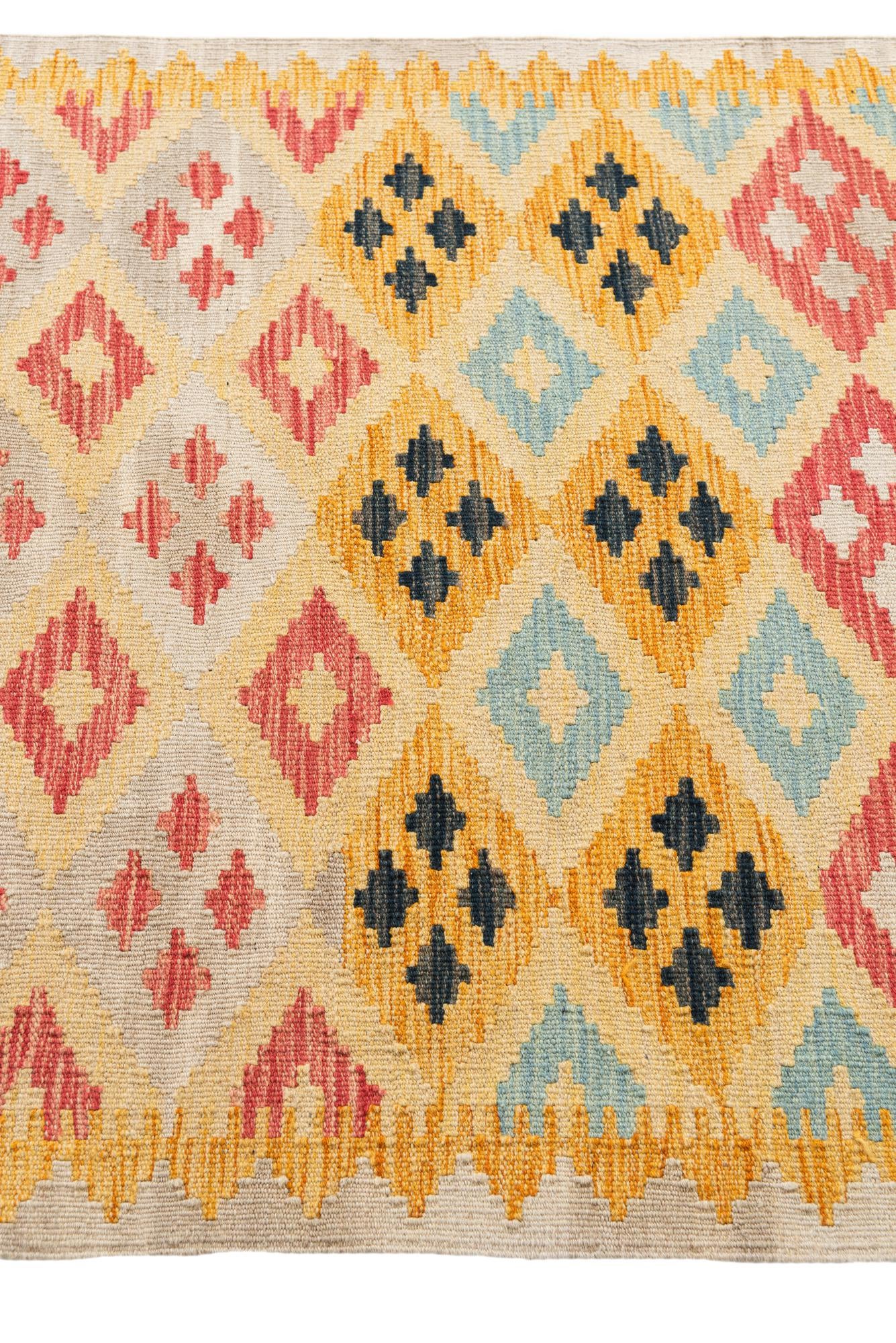3' 4 x 6' 6 Hand Woven Kilim Maymana Wool Rug
