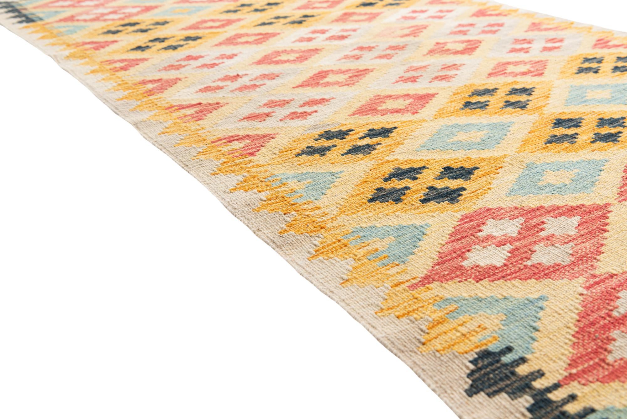 3' 4 x 6' 6 Hand Woven Kilim Maymana Wool Rug