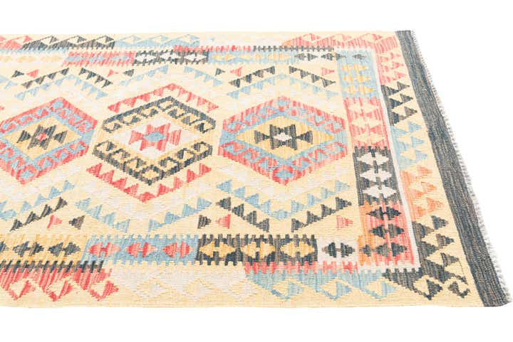 3' 7 x 6' 9 Hand Woven Kilim Maymana Wool Rug