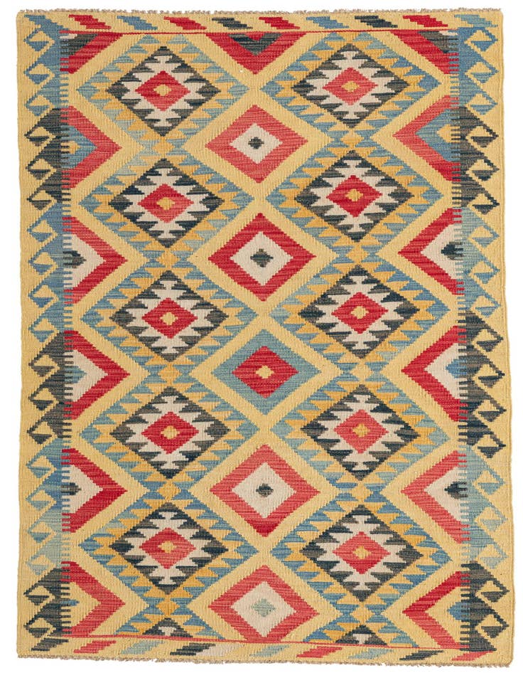 Detail image of 3' 4 x 6' 6 Hand Woven Kilim Maymana Wool Rug