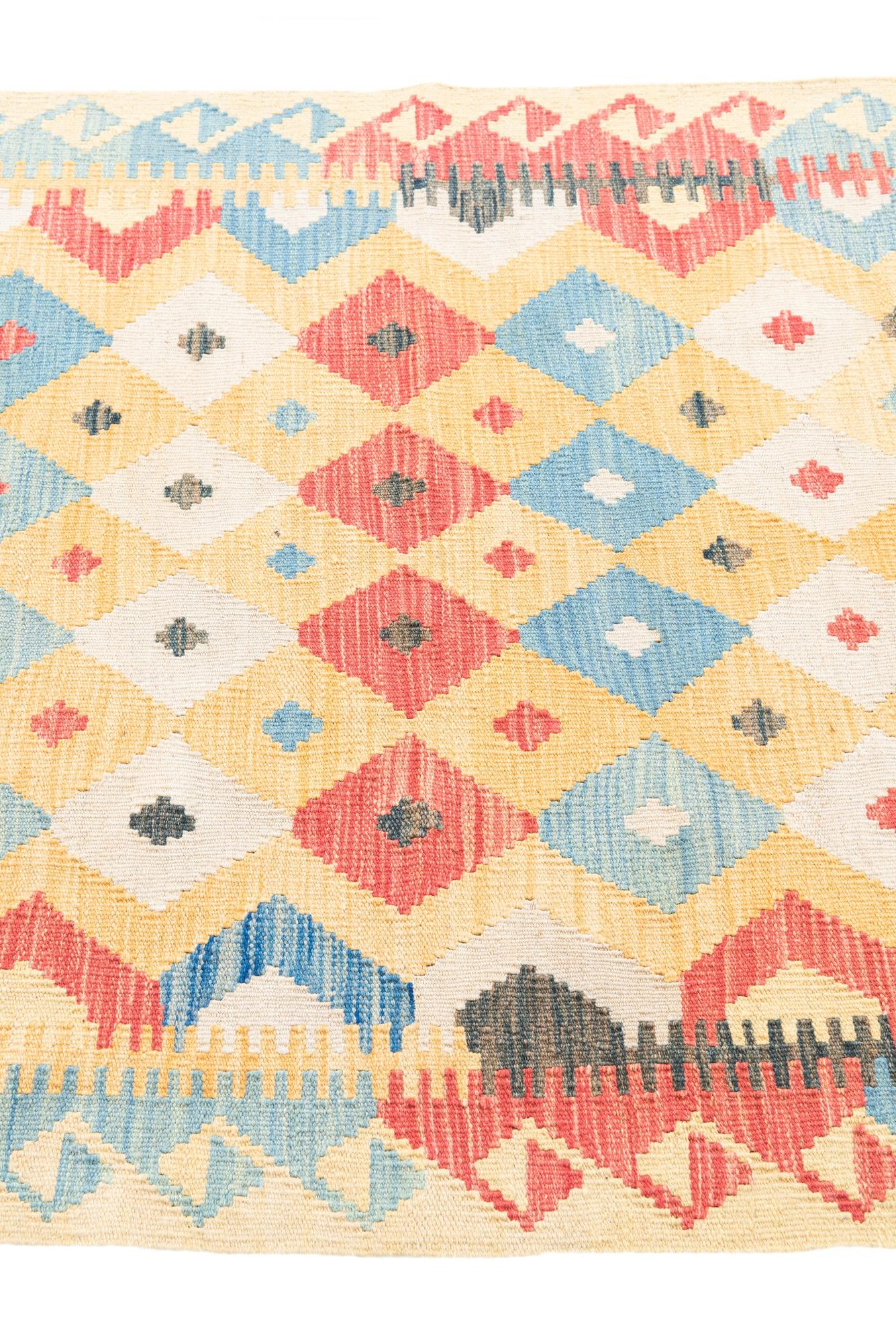 3' 5 x 6' 6 Hand Woven Kilim Maymana Wool Rug