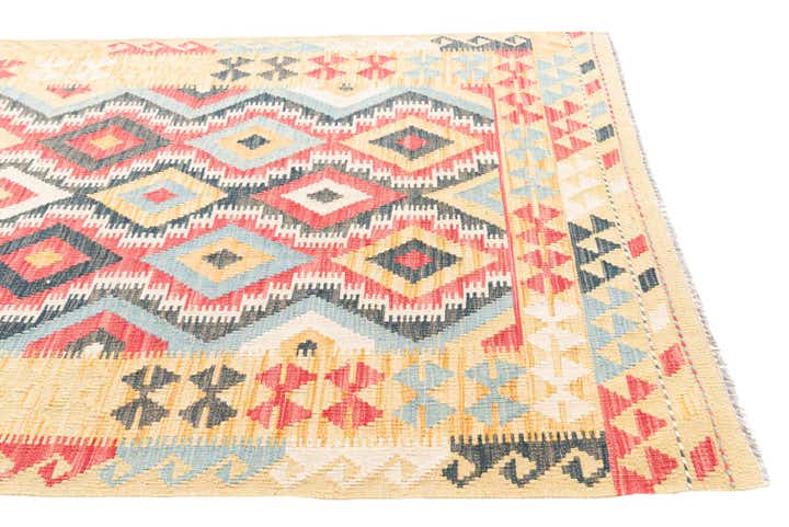 4' 2 x 6' 2 Hand Woven Kilim Maymana Wool Rug