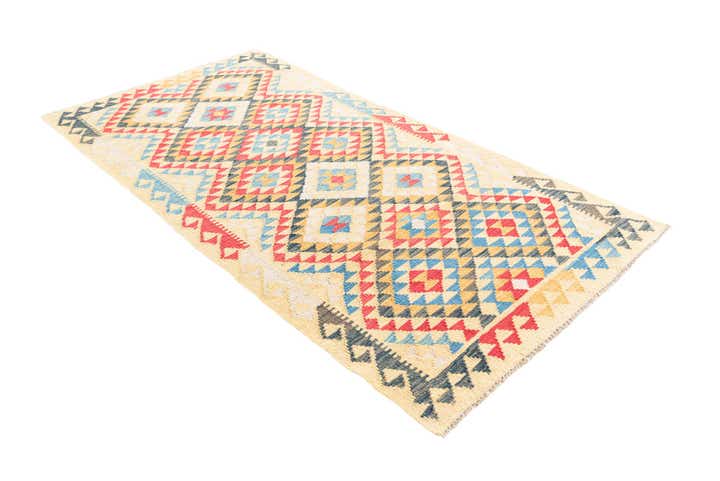 3' 5 x 6' 6 Hand Woven Kilim Maymana Wool Rug