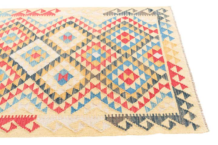 3' 5 x 6' 6 Hand Woven Kilim Maymana Wool Rug