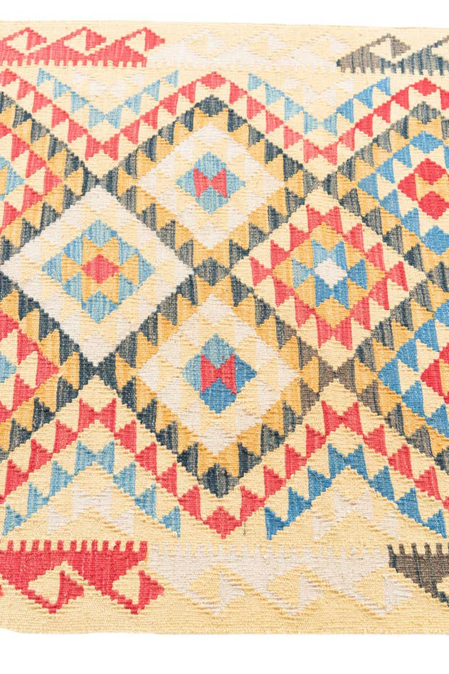 Detail image of 3' 5 x 6' 6 Hand Woven Kilim Maymana Wool Rug