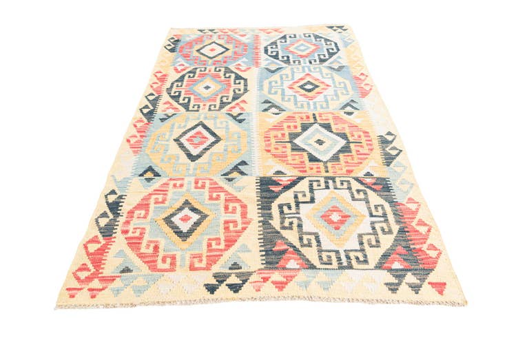 Detail image of 3' 5 x 5' 9 Hand Woven Kilim Maymana Wool Rug