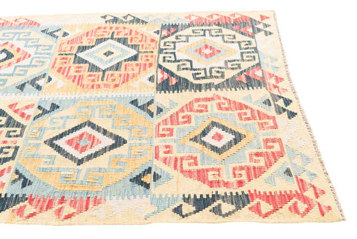 3' 5 x 5' 9 Hand Woven Kilim Maymana Wool Rug