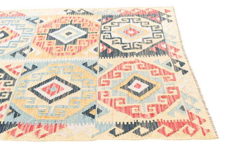 Detail image of 3' 5 x 5' 9 Hand Woven Kilim Maymana Wool Rug
