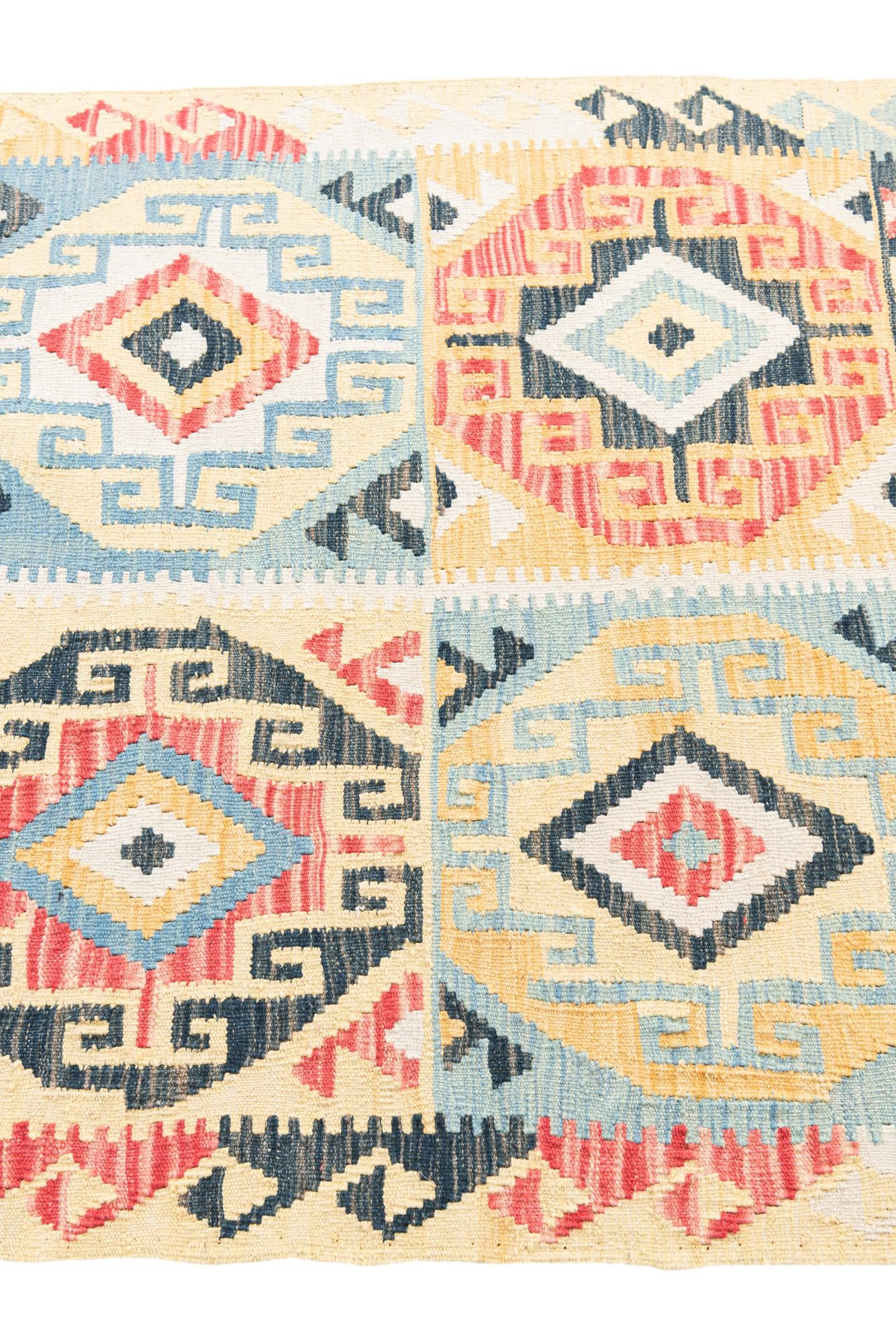 3' 5 x 5' 9 Hand Woven Kilim Maymana Wool Rug