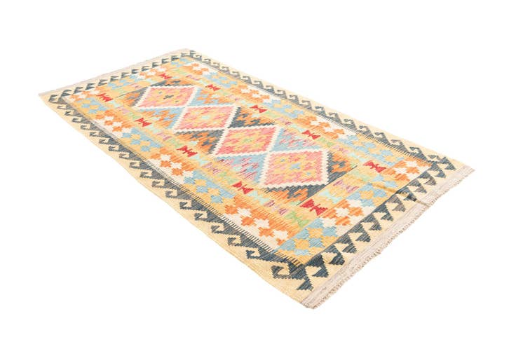 Detail image of 3' 4 x 6' 6 Hand Woven Kilim Maymana Wool Rug