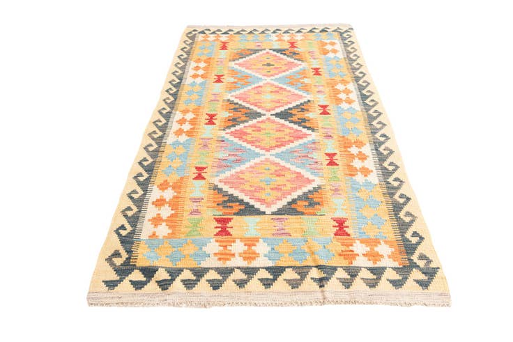 Detail image of 3' 4 x 6' 6 Hand Woven Kilim Maymana Wool Rug