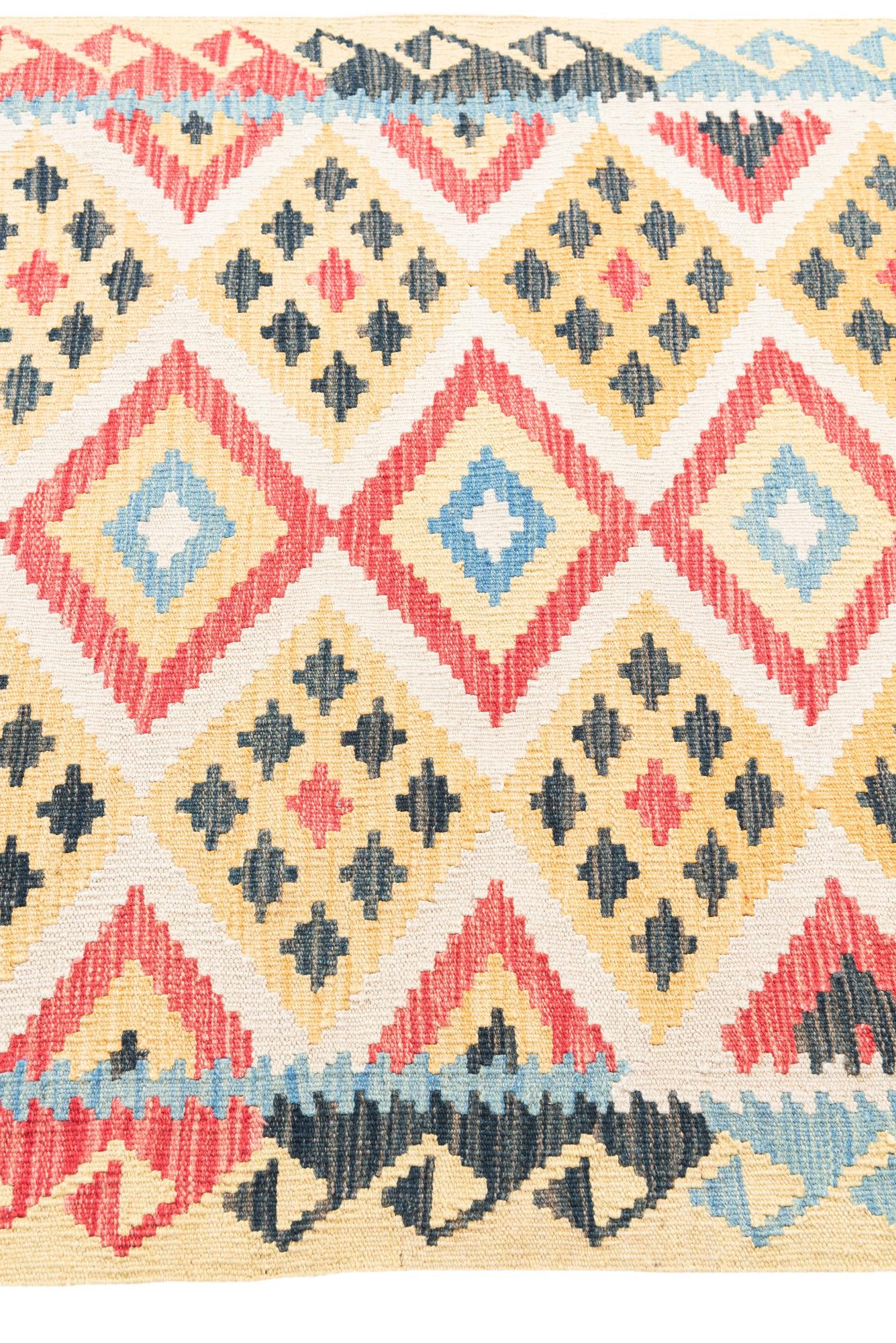 3' 8 x 6' 9 Hand Woven Kilim Maymana Wool Rug