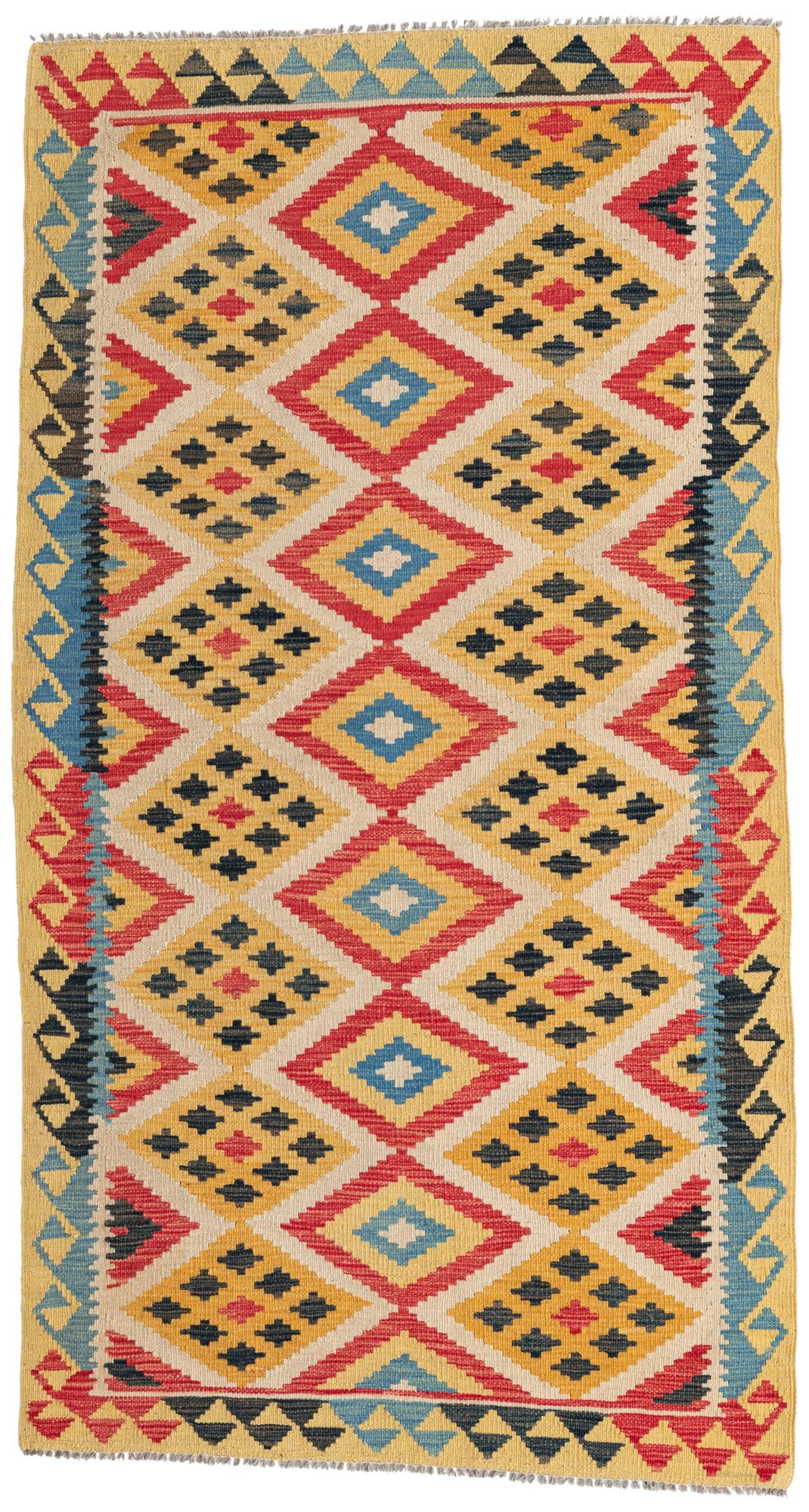 3' 8 x 6' 9 Hand Woven Kilim Maymana Wool Rug