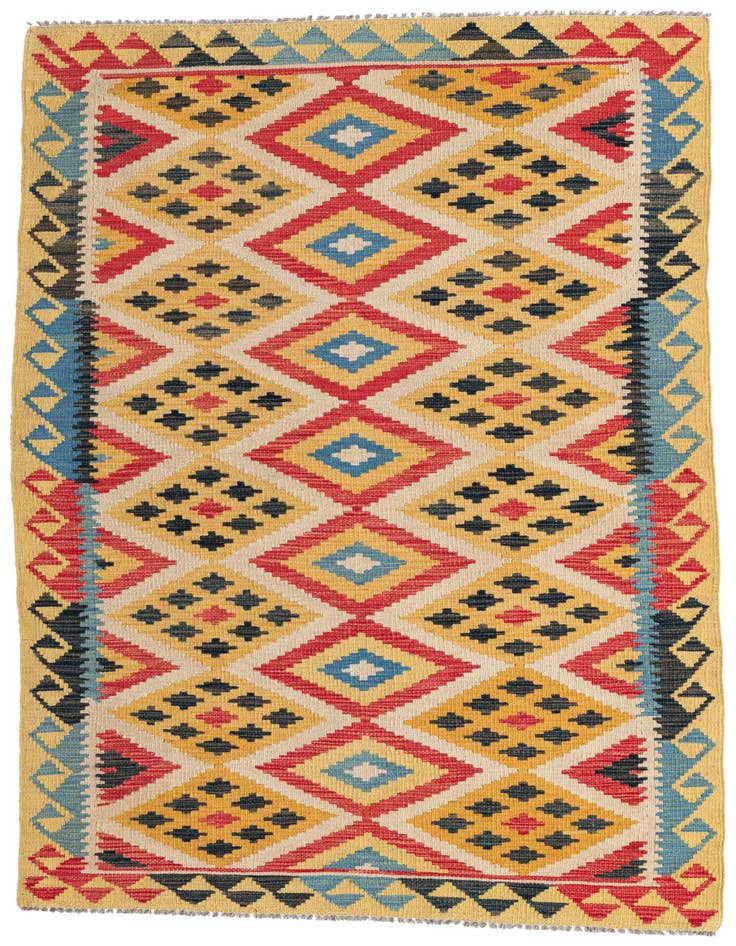 Detail image of 3' 8 x 6' 9 Hand Woven Kilim Maymana Wool Rug