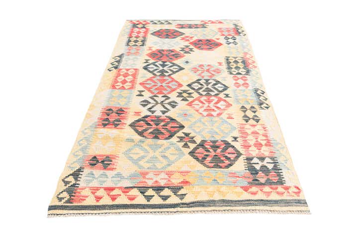 3' 4 x 6' 4 Hand Woven Kilim Maymana Wool Rug