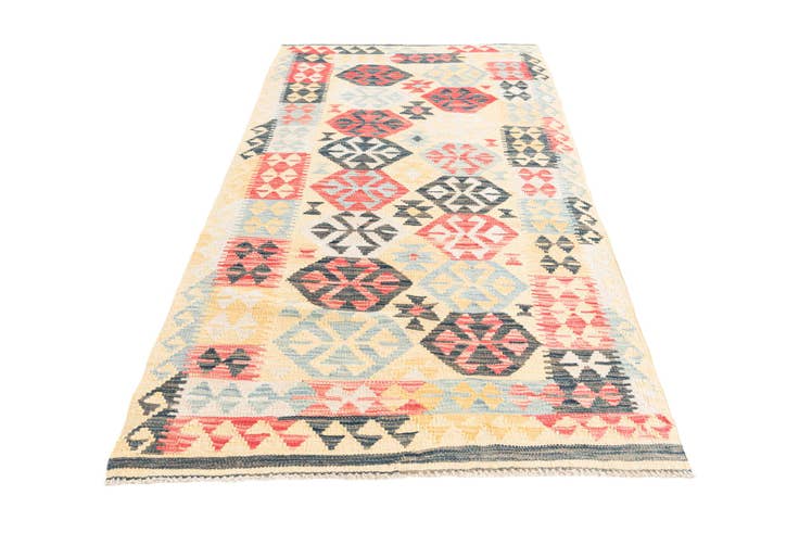 Detail image of 3' 4 x 6' 4 Hand Woven Kilim Maymana Wool Rug