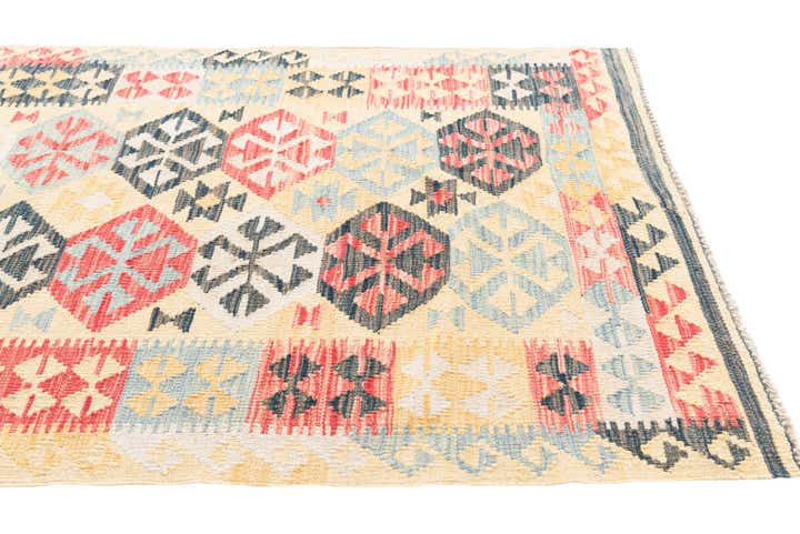 3' 4 x 6' 4 Hand Woven Kilim Maymana Wool Rug
