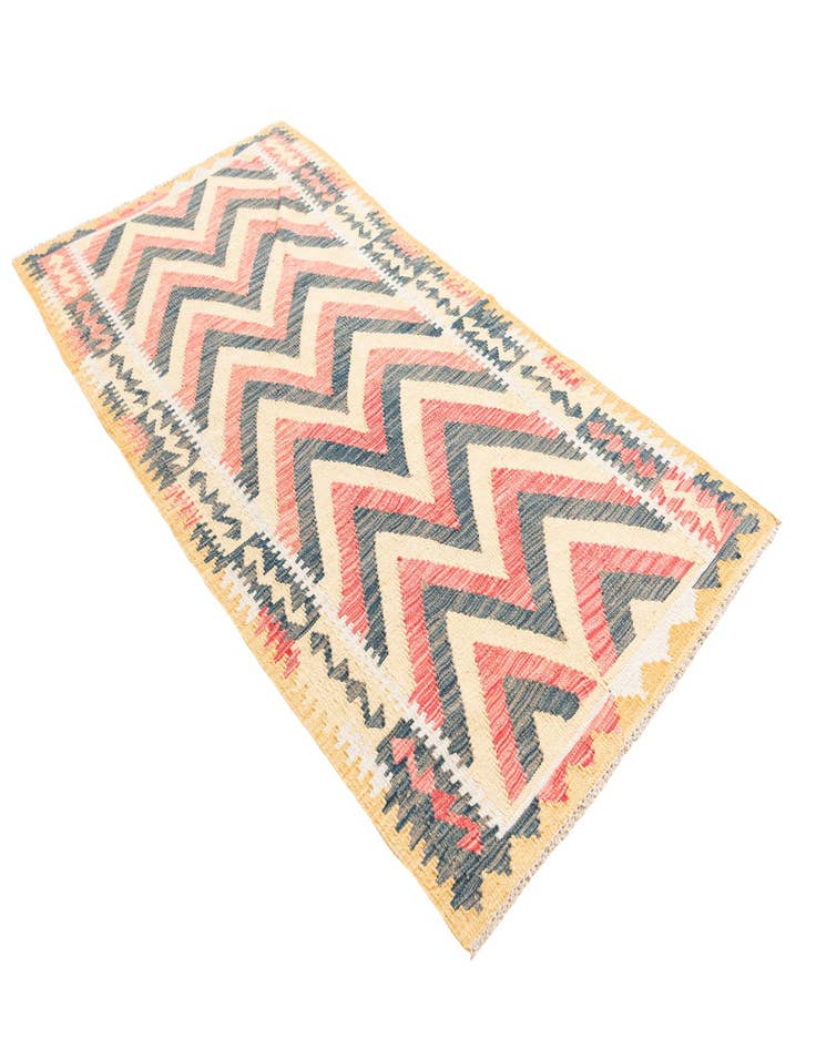 Detail image of 3' 7 x 6' 6  Hand Woven Kilim Maymana Wool Rug