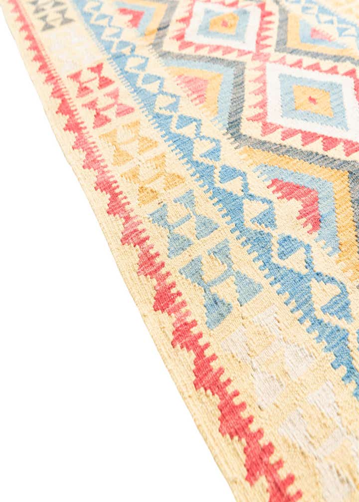 3' 7 x 6' 6 Hand Woven Kilim Maymana Wool Rug